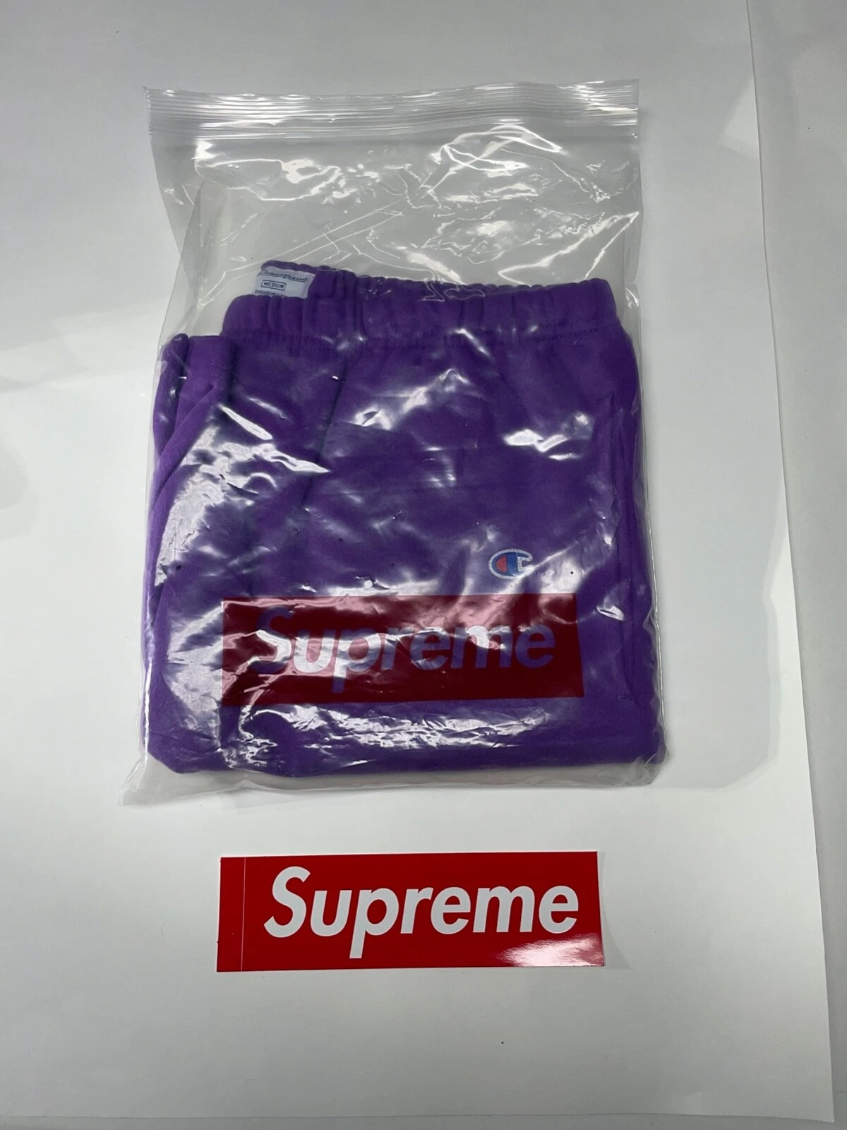 Short de sweat violet Supreme x Champion Outline SS19   taille M   100 % authentique   NEUF