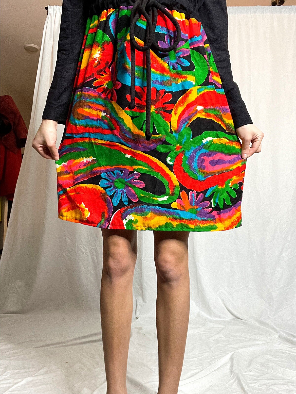 Watercolor psychadelic mini dress 70s - image 2