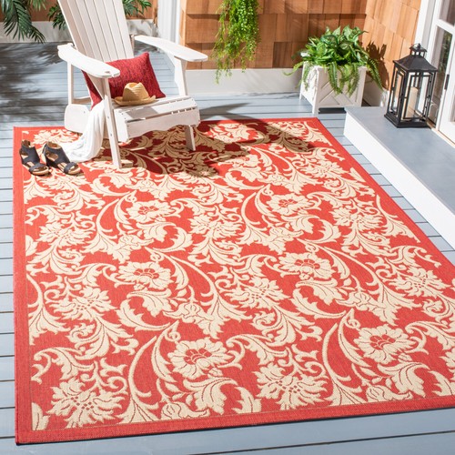 SAFAVIEH Outdoor CY6565-28 Courtyard Collection Red / Creme Rug - Picture 1 of 13
