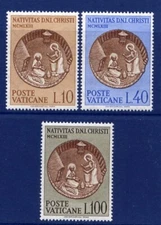 VATICAN Sc#372-4 1963 Sculpture - Nativity by Andreas Bukuru MNH