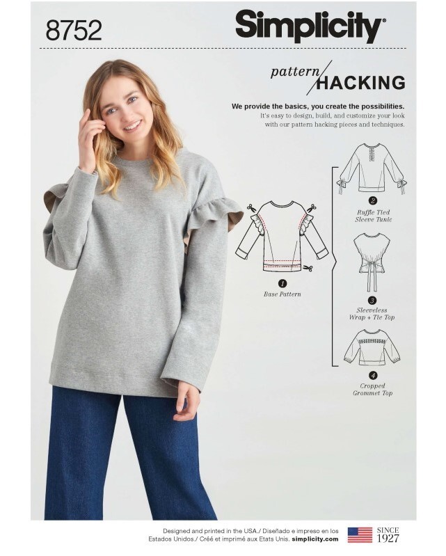 SIMPLICITY 8752 MISSES KNIT TOPS Sewing pattern Sizes XXS-XXL  PATTERN HACKING