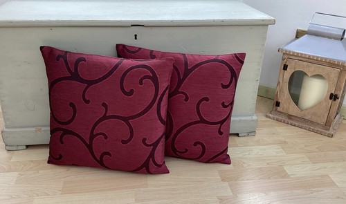 Burgundy wine Italian silk reversible Handmade UK Decorative cushion cover - Picture 2 of 3