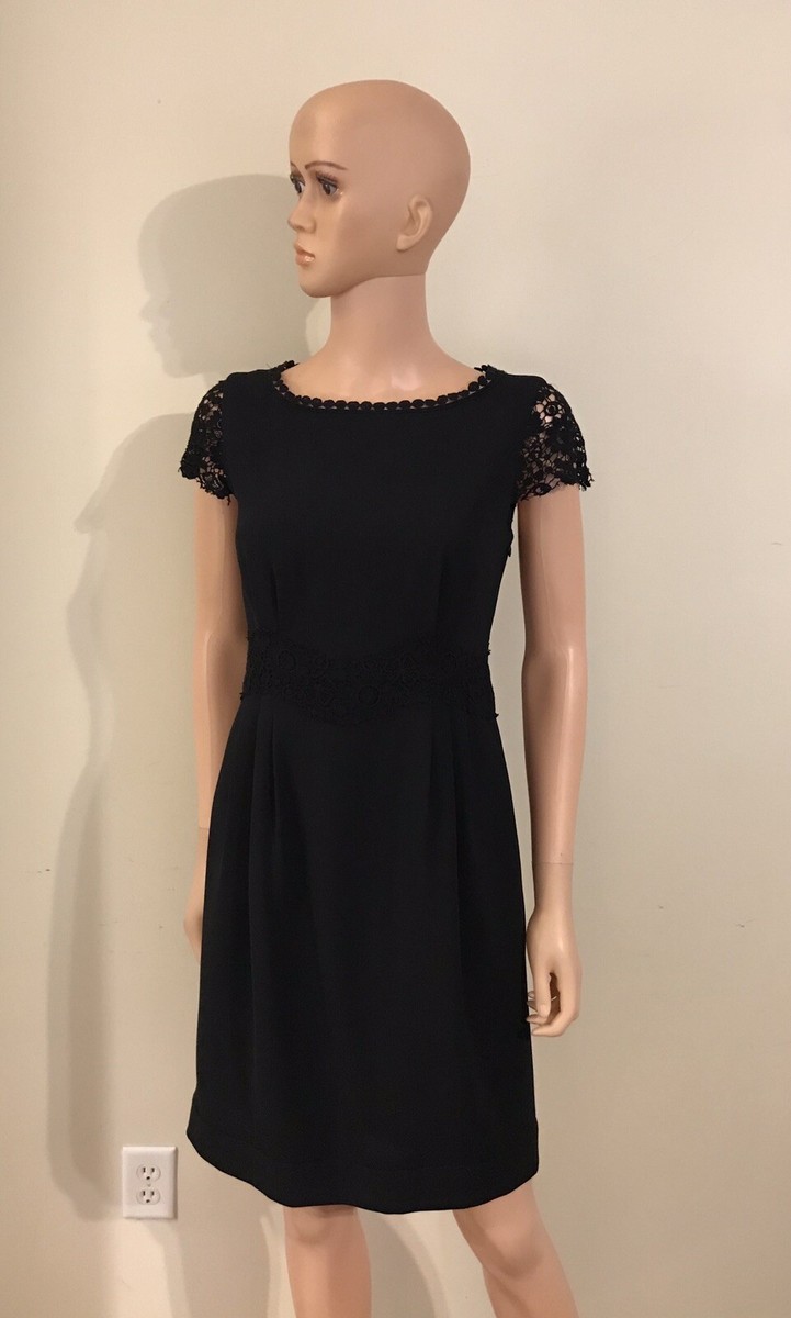 Eliza J Black Dress With Lace Sleeves And Trim Size 4