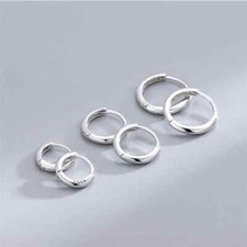 Sterling Silver 925 Solid hinged sleeper hoop earrings choose 6mm,8mm,11mm,13mm