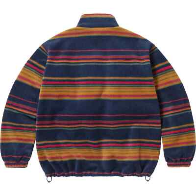 Supreme Stripe Zip Up Fleece Jacket Black Navy 2colors FW24 Supreme Stripe Zip Up Fleece Jacket Black Navy 2colors FW24