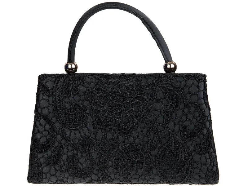 Women Satin Embroidered Clutch Bag Lace Handbag Prom Events Top Handle Designer - Image 3 of 3