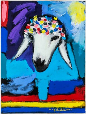 Menashe Kadishman, ''Hochzeitsschaf'' GROSS Acryl auf Leinwand, 60cm x 80cm RAR!