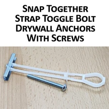 (100) Strap Toggle Bolt Drywall Anchors WITH 1/4 x 2-1/2" Screws