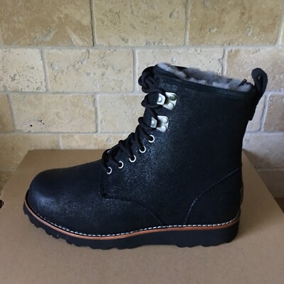 UGG HANNEN TL BLACK WATERPROOF TEXTURE LEATHER WINTER BOOTS SHOES