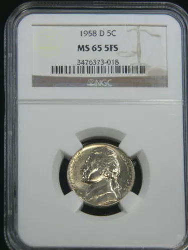 1958 D Jefferson Nickel NGC MS65 5FS FULL STEPS Superb Luster PQ #G134