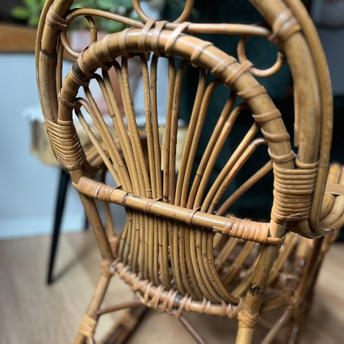 Vintage Italian Bent Bamboo Rattan Rocking Chair / Rocker MCM - Child Size - Picture 11 of 17