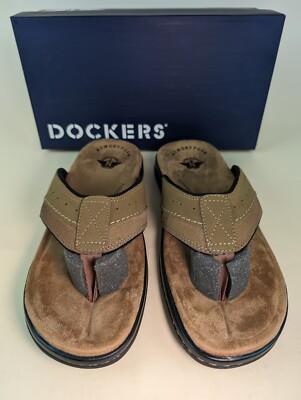 Dockers Sandals Mens 12M Laguna Flip Flop Dark Tan Memory Foam Insole Shoes NEW Amazon.com | Dockers Laguna Mens Flip Flops Casual Beach  main image 2