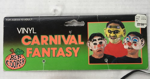 Vintage Ben Cooper Clown Halloween Mask Vinyl Carnival Fantasy New with Tags - Picture 2 of 12