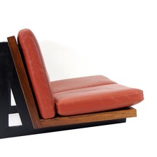 Retro Vintage Danish Wall Mounted Hallway Chair Leather Bench 2 Seat Sofa 1960s