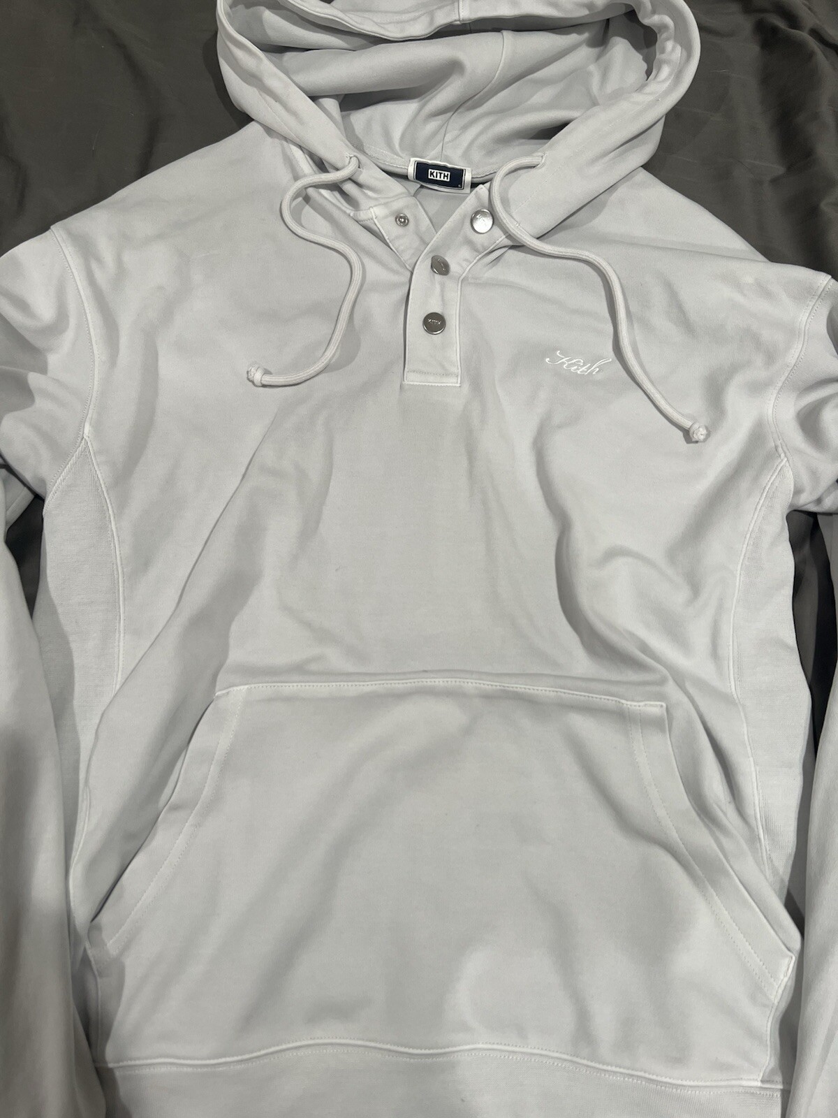 Kith Crystal Wash Interlock Williams IV Hoodie in Concrete Size Small