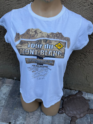 Tour du Mont Blanc Courmayeur Graphics Off-White Tshirt - Women's Jrs Sz M