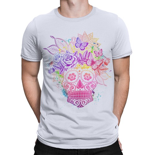 Day of the Dead Sugar Skull T-Shirt for Mens Colorful Celebrate in Style #DOTD - Picture 22 of 23