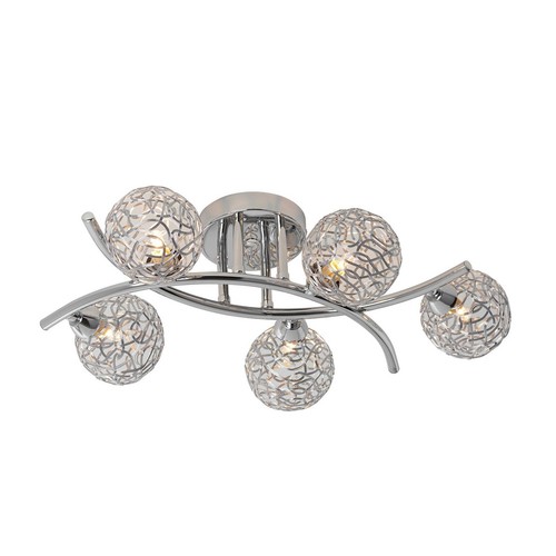 Silver 5 Sphere Electrical Fitting Ceiling Light - Bulbs Included Modern Design - Picture 7 of 13