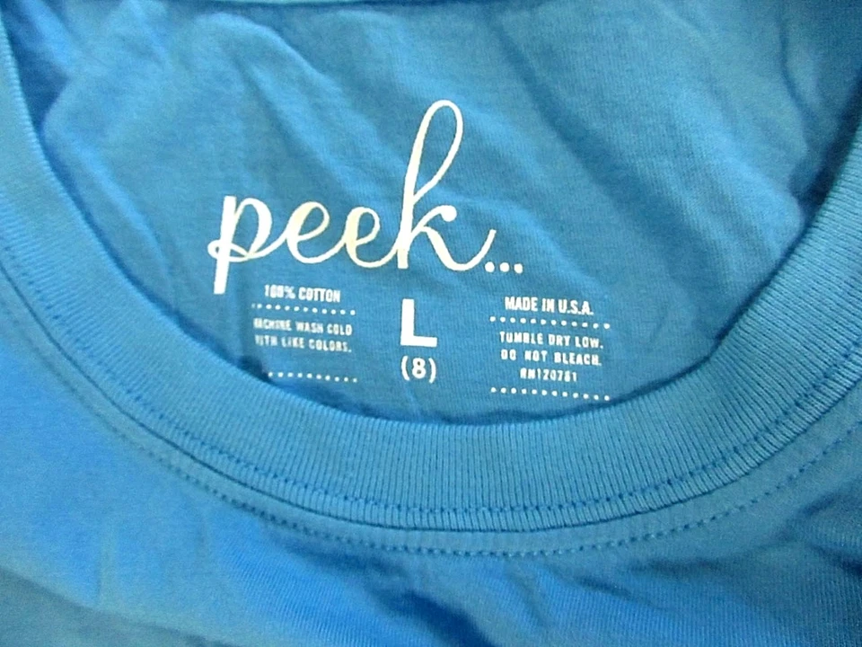 *** $34.00 Camiseta de Algodón Peek Niñas Grande 8 Azul con Ancla Blanca - NUEVA Foto 3 de 4