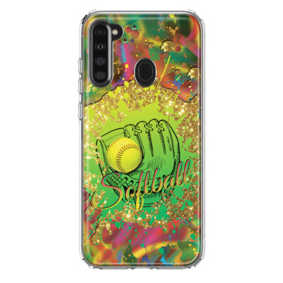 For Samsung Galaxy A21 Shockproof Case Green Softball Girls Glove