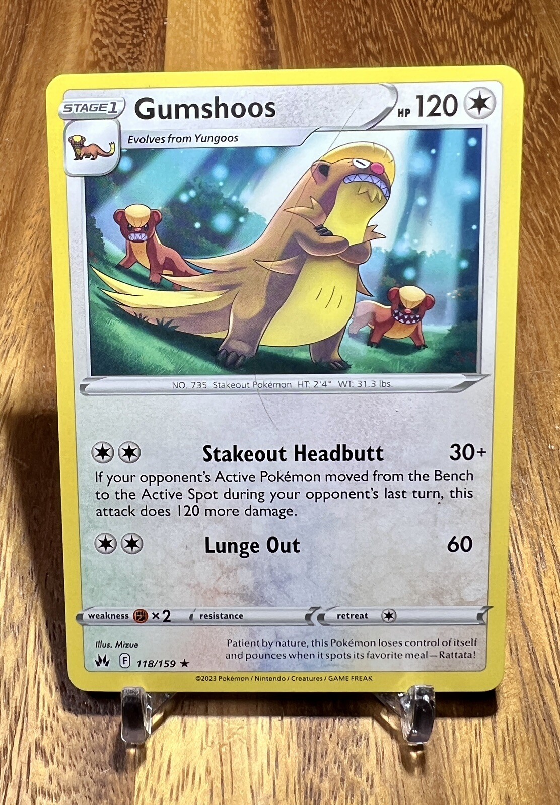 Gumshoos 118/159 Non Holo Rare Crown Zenith Pokemon Card NM
