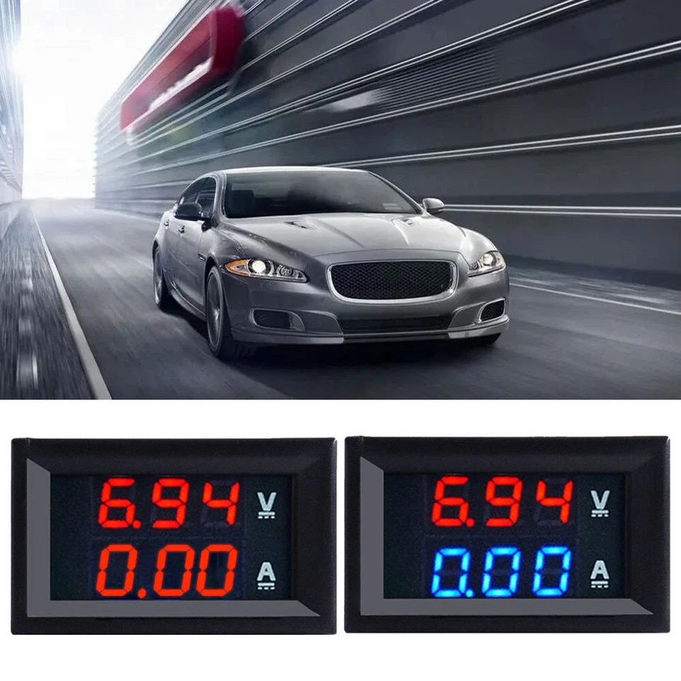 1x DC 100V 10A Voltmeter Ammeter Blue Red LED Amp Dual Digital Volt Meter Gauge - Image 4 of 4