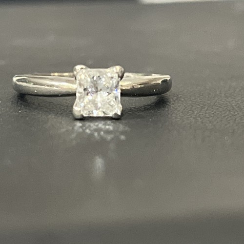 14k White Gold 2/3 CTW Princess Cut Natural Diamond Solitaire Ring Sz 4.5 - Picture 15 of 15