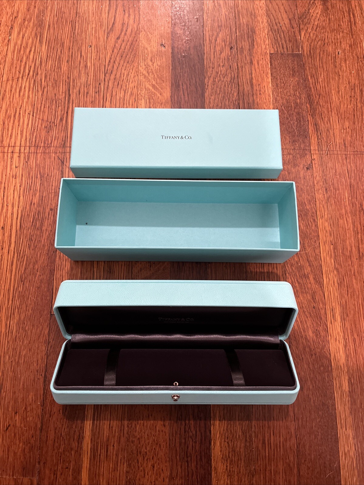 TIFFANY & CO. BLUE LEATHER BRACELET BOX + CASE