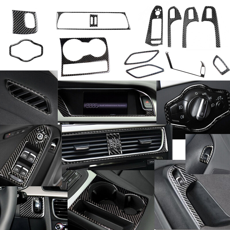auto interieur Koolstofvezel Kleur Voor Audi Voor A4 B9 A5 2017-2021 LHD Interieur Console Dashboard Paneel Decoratie Koplamp Schakelaar Cover Sticker Trim Interieurstickers