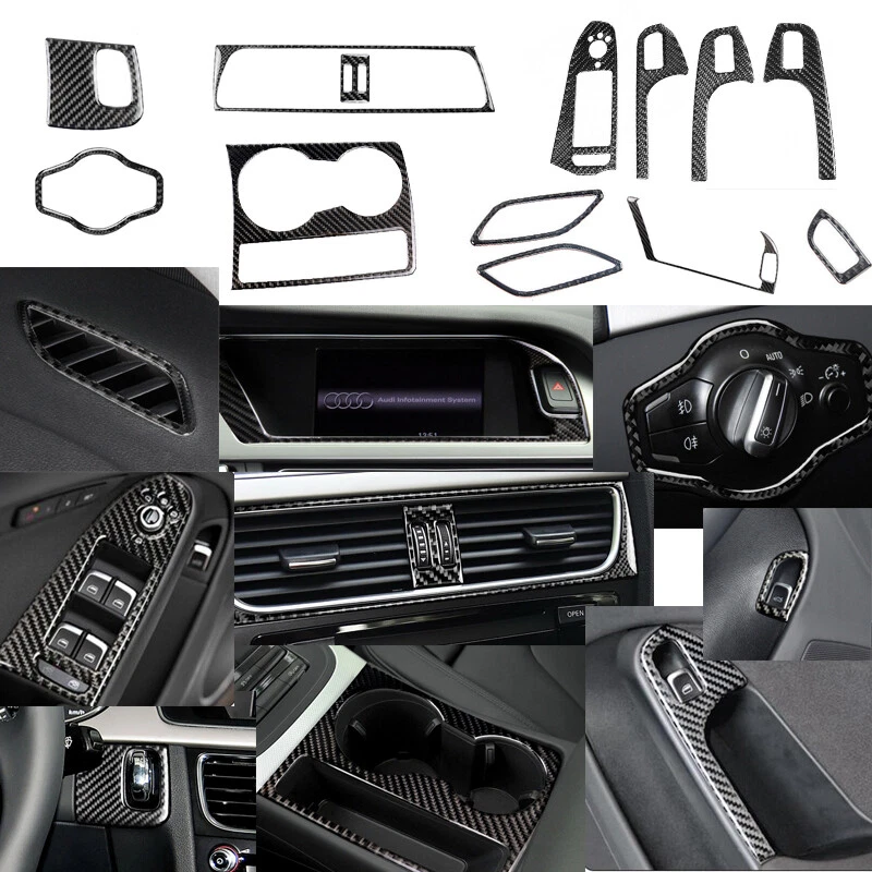 For Audi A4 B8 Carbon Fiber Interior Accessories Set Kit Cover