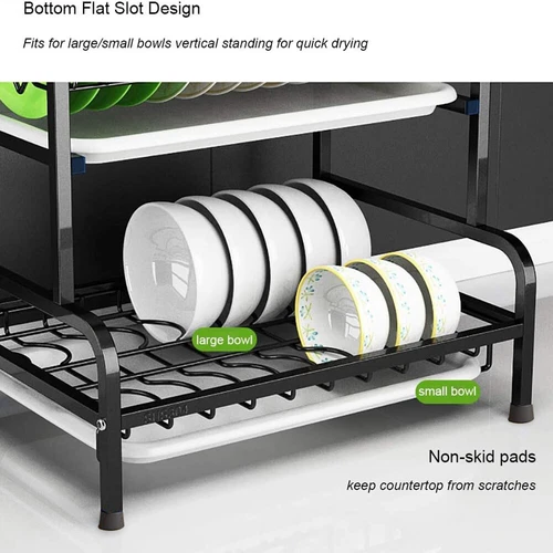 3 Tier Dish Drainer Rack with Drip Tray Cutlery Holder Plate Rack Kitchen Sink - Picture 9 of 15