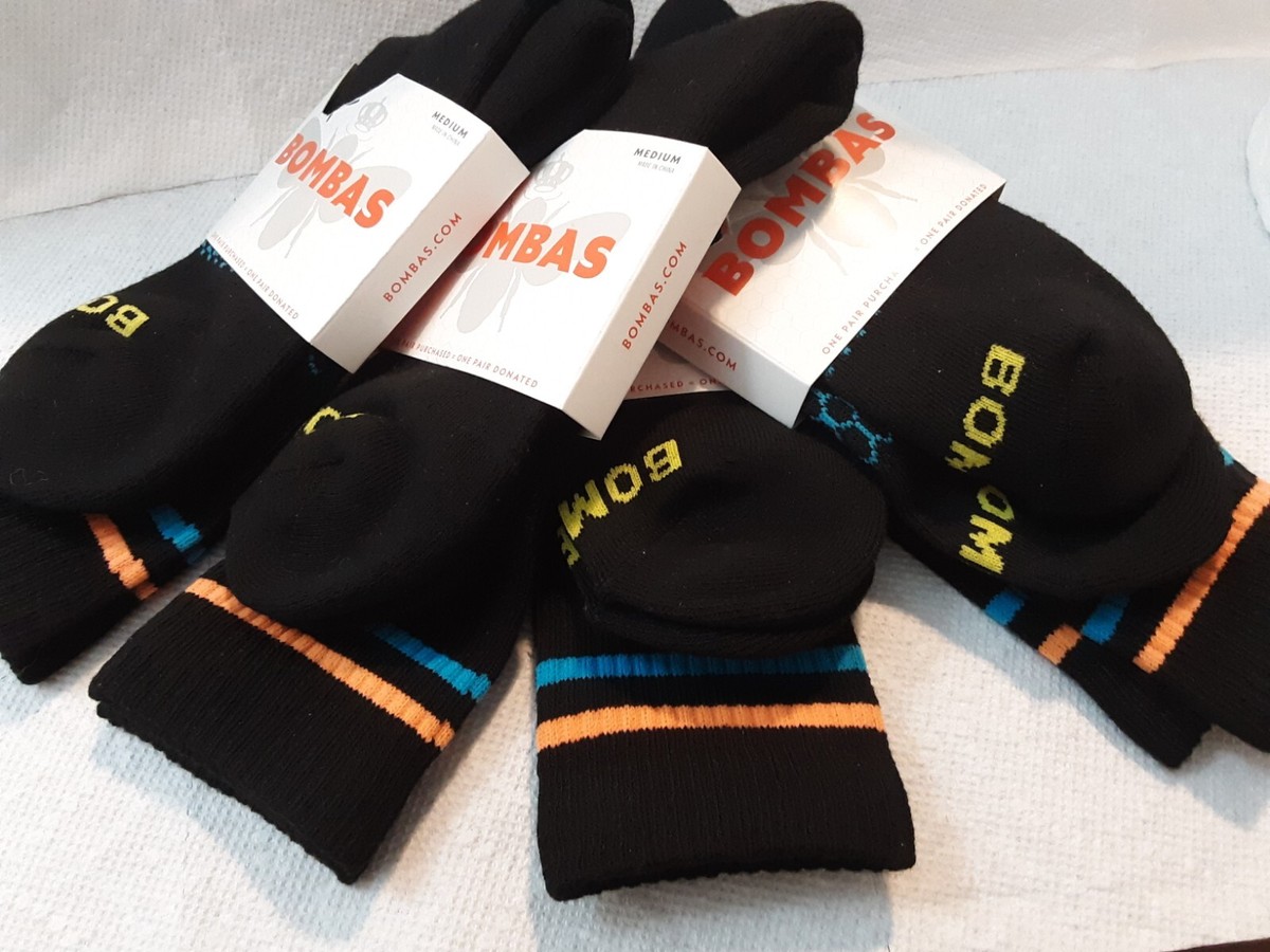 Chaussettes Bombas Crew Noir - Taille M - 250 Paires - Soutien Voûte Plantaire Nid D'Abeille