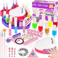 Kids Nail Polish Set for Girls with Dryer, Non-Toxic Kit Multicolor