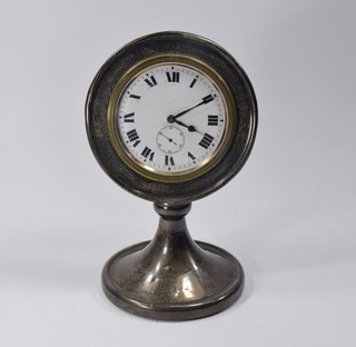 Antike Schreibtischuhr mit 8 Tage Werk Silberblechgehäuse um 1900