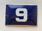 Vintage Enamel Porcelain House Number 9 Door Sign