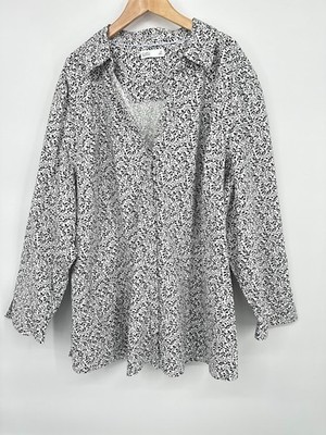 Croft & Barrow White Black Button Down Top Womens Plus Size 3X Career Casual
