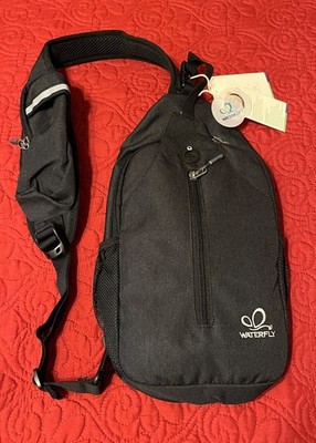 WATERFLY Crossbody Sling Backpack Bag Baby Travel Hiking Walking Chest BLACK NWT