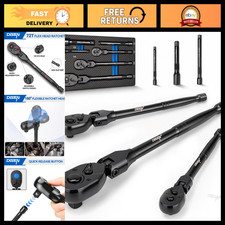 3pcs Black Flex-head Ratchet Set 12 38 14 Drive - Durable Tool Kit