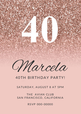 Digital Glitter Colors Birthday Party Invitation Personalized Texts 1