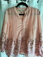 Coldwater Creek Pink Floral Chiffon Sheer Lin...