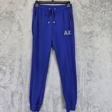 Armani Exchange Pants Mens XS Blue Joggers Sweatpants AX Logo Drawstring Cuffed