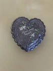 FENTON - PURPLE  HEART-SHAPED TRINKET BOX WITH RAISED ROSES