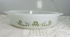 Vintage Glasbake Green Daisy Crazy Daisy Milk Glass Casserole Dish USA
