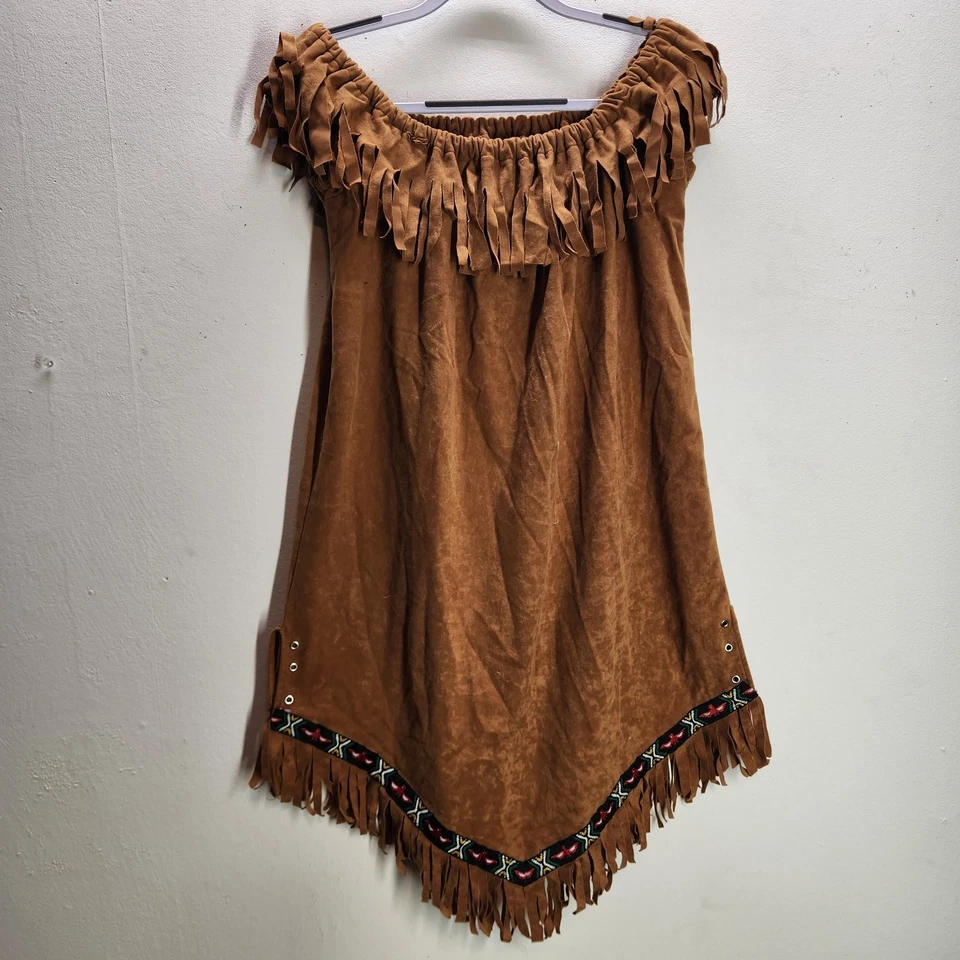 Vestido Vintage Hecho a Mano Nativo Americano Pocahontas Tema Thunderbird Estampado Foto 2 de 4