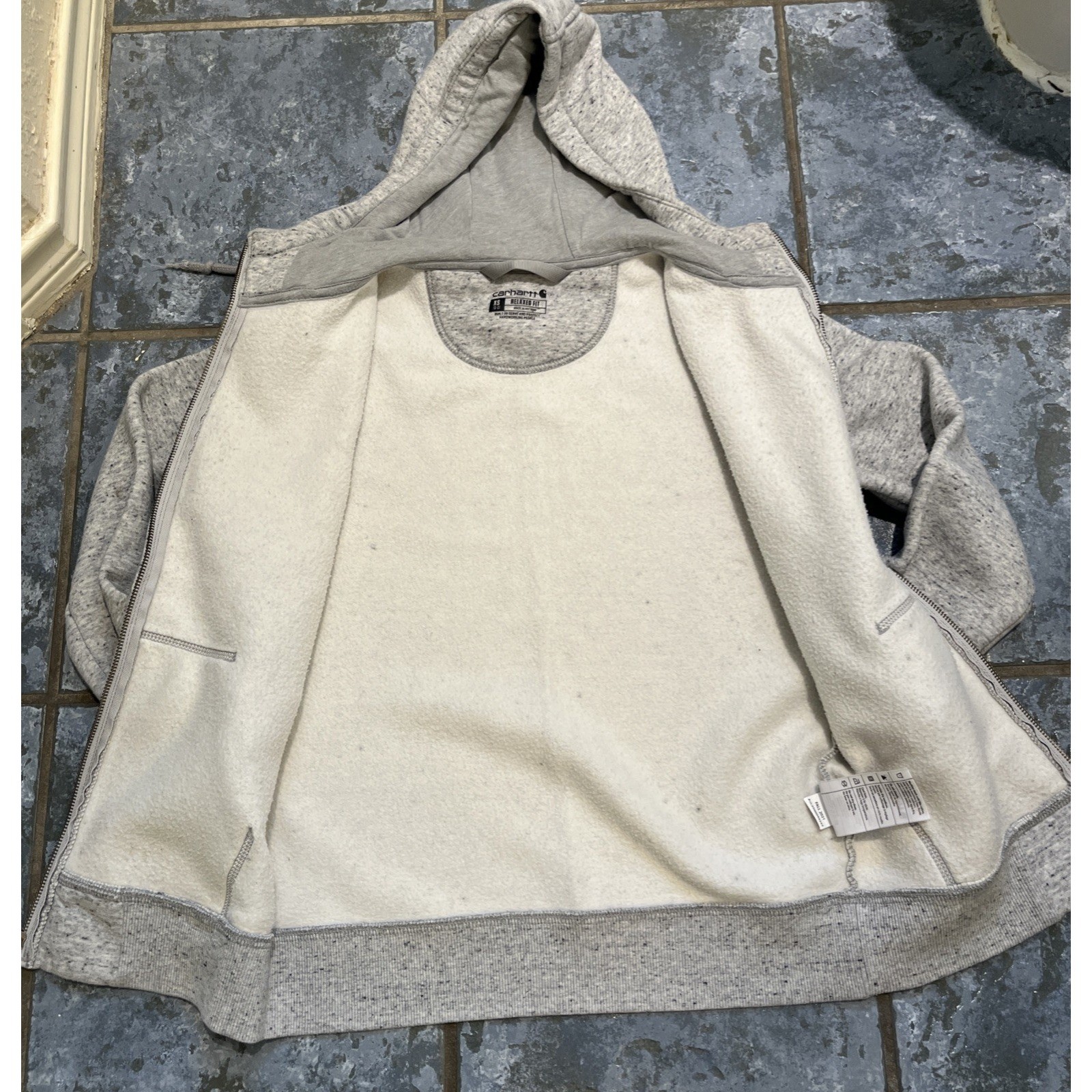 Carhartt Hoodie Women's Size XS (0-2) Light Grey Relaxed Fit Mid weight Full Zip thumbnail 5