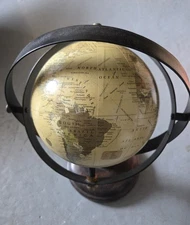 Antique Earth Mini Globe Rotating And Swivels 