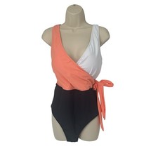 NEW Cupshe One Piece Swimsuit Wrap Color Block Tie Side Bathing Suit XL