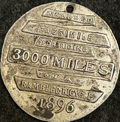 Gormully&Jeffery Rambler Bicycles 3000Mile Achievement Medal 1896 Trade Token