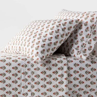 Twin/Twin XL 250 Thread Count Organic Percale Sheet Set Mum Flower -
