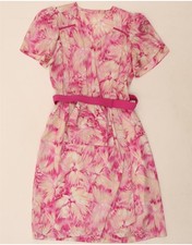 VINTAGE Womens Sheath Dress UK 16 Large Pink Floral BT09